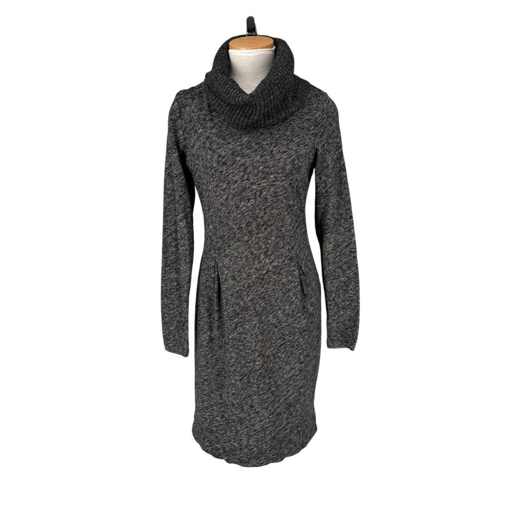 Hugo Boss Wool Cotton Blend Cowl Neck Knit Dress New $426 Designer Large Gray